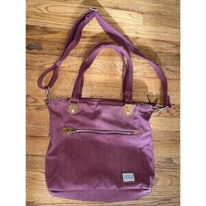 Travelon Canvas Messenger Bag Maroon Large Denim